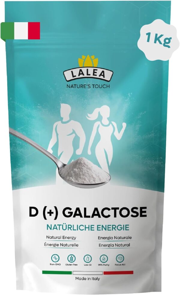 D(+) Galactose - Poudre de galactose (1Kg) - source d'énergie importante - Galactose le sucre pour le cerveau - sucre simple pour le cerveau - sans additifs indésirables