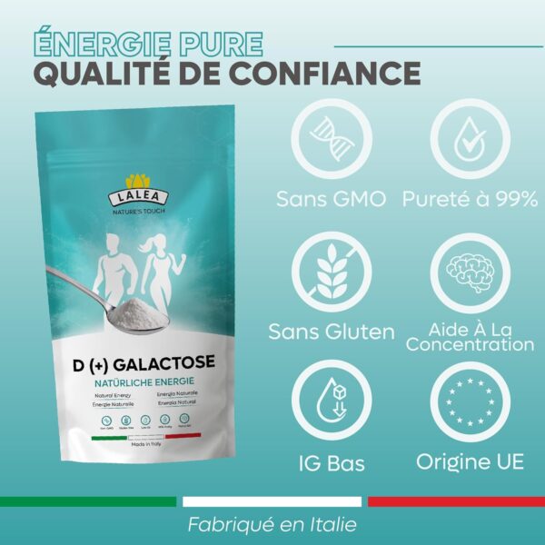 D(+) Galactose - Poudre de galactose (1Kg) - source d'énergie importante - Galactose le sucre pour le cerveau - sucre simple pour le cerveau - sans additifs indésirables - Image 4