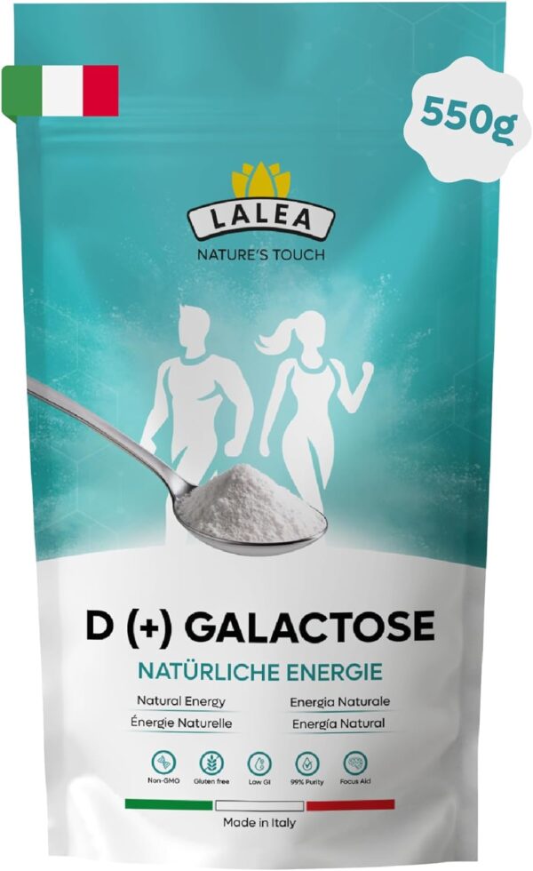 D(+) Galactose - Poudre de galactose (550g) - source d'énergie importante - Galactose le sucre pour le cerveau - sucre simple pour le cerveau - sans additifs indésirables